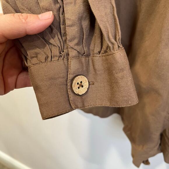 Free People Leyla Romper NWT Size M Linen Cotton Blend Tan Beachy Oversized - Picture 10 of 12